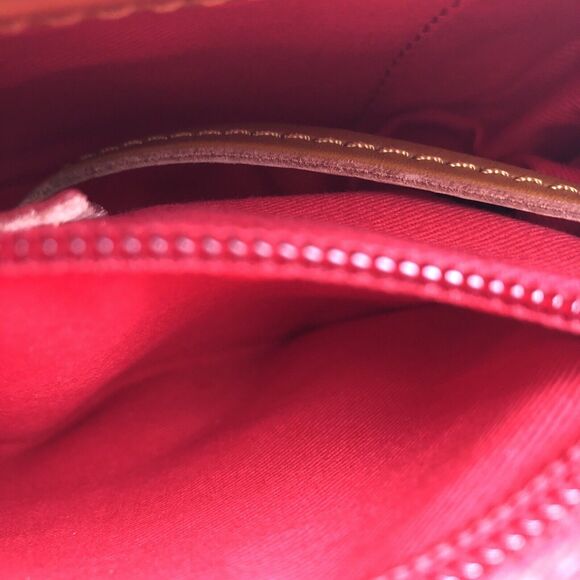 DOONEY & BOURKE 1975 Signature Purse DB Handbag black and gold with red lining - Picture 12 of 13